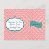 Perzikpunt sparen de datum Briefkaart Sjabloon (Achterkant)