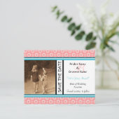 Perzikpunt sparen de datum Briefkaart Sjabloon (Staand voorkant)