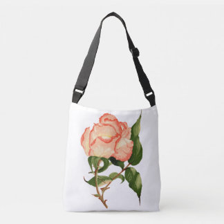 Perzikroos met bladeren botanische waterverf Tas