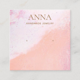 Perzikroze band voor juwelenweergave vierkante visitekaartje