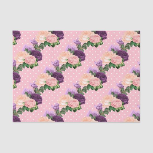 Perzikroze en lavender Paarse Floral Tissuepapier (Voorkant)