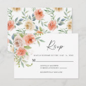 Perzikroze Floral Weddenschap RSVP Kaartje (Voorkant / Achterkant)