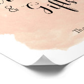 Perzikroze Waterverf Weddenenkaarten cadeaus tabel Poster (Hoek)