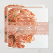 Perzikrozen en Kant Save The Date-aankondiging Save The Date (Voorkant / Achterkant)