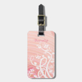 Perzikspiral Filigree bloemen boven witte Sjabloon Bagagelabel (Voorkant verticaal)