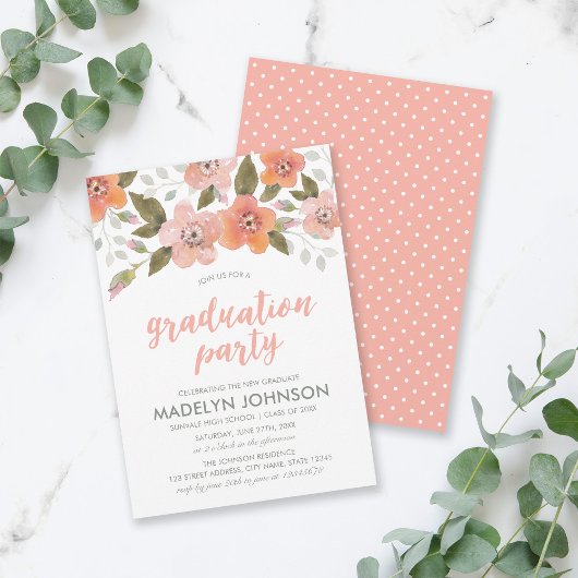 Perziksplaat Floral Gradual Party Invitation Kaart