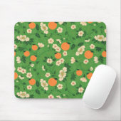 Perzikstructuur op groene achtergrond muismat (Met muis)