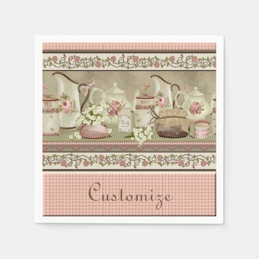  Perzikthee & Rozen Napkins Servetten (Voorkant)