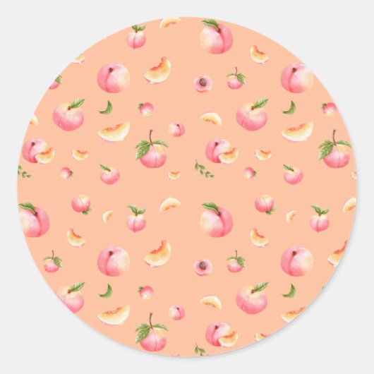 perzikverjaardag ronde sticker (Voorkant)