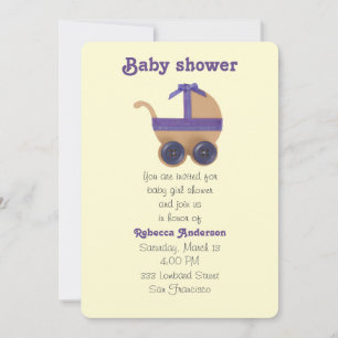 Perzikvervoer en paars baby voor baby shower kaart