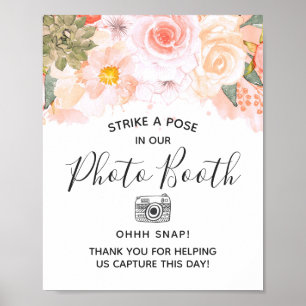 Perzikvetplanten Bloemen Fotohokje Huwelijksbord Poster