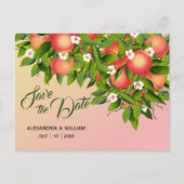 Perzikvruchten Botanisch | Bruiloft Bewaar de datu Briefkaart (Voorkant)