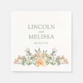 perzikwand en witte zweep servet (Voorkant)