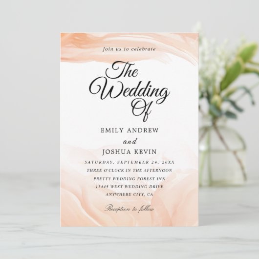 Perzikwas Waterverf | Uitnodiging tot het indienen (Staand voorkant)