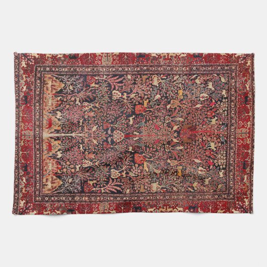 Perzisch  Antiek tapijt Natuur Fine Art Theedoek (Horizontaal)