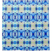 Perzisch blauw patroon met geometrische vormen douchegordijn (Voorkant)