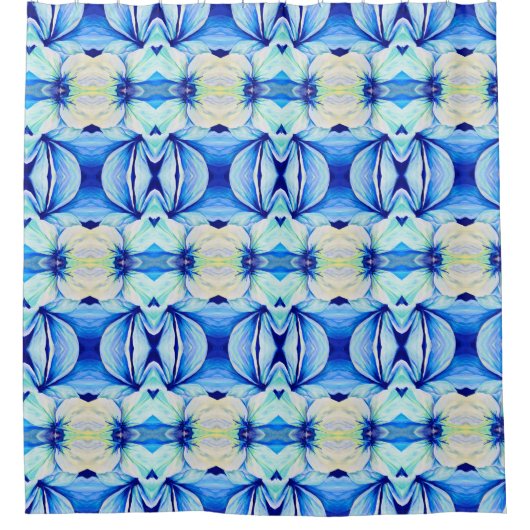 Perzisch blauw patroon met geometrische vormen douchegordijn (Voorkant)