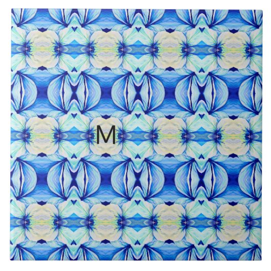 Perzisch blauw patroon met geometrische vormen tegeltje (Voorkant)