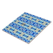 Perzisch blauw patroon met geometrische vormen tegeltje (Zijkant)