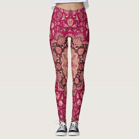 Perzisch bloementapijt patroon Leggings (Voorkant)