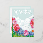 Perzisch Briefkaart van de Folie van Nowruz (Voorkant / Achterkant)