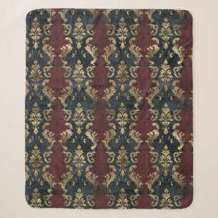 Perzisch Goud Damask Noir Patroon (1) Sherpa Deken