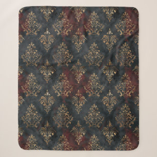 Perzisch Goud Damask Noir Patroon (2) Sherpa Deken