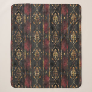 Perzisch Goud Damask Noir Patroon (3) Sherpa Deken