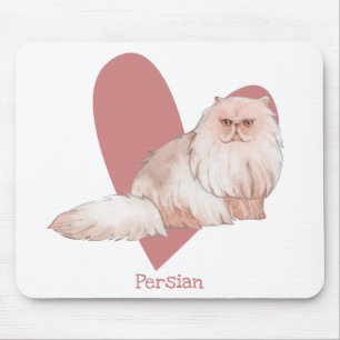 Perzisch Kat Waterverf Roze hart Muismat