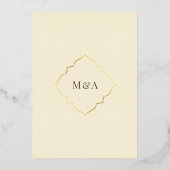 Perzisch Lijst Crème Moslim Bruiloft Goud Folie Uitnodiging (Achterkant)