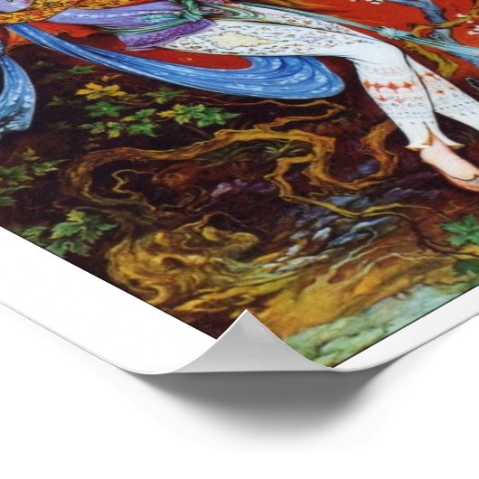 Perzisch meisje dat wijn van jug schildert poster (Hoek)