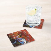 Perzisch meisje dat wijn van jug schildert vierkante kartonnen onderzetter (Insitu)