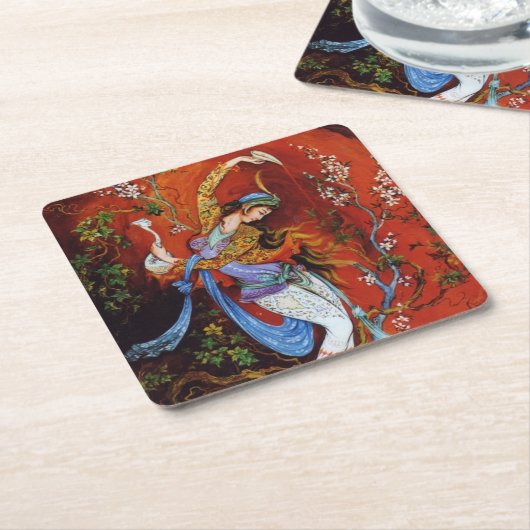 Perzisch meisje dat wijn van jug schildert vierkante kartonnen onderzetter (Schuin)