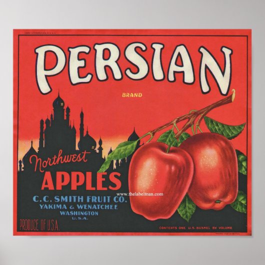  Perzisch merk Northwest Apples Fruit Label Poster (Voorkant)