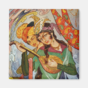 Perzisch Miniatuur Nymph met setar Magneet