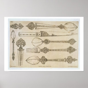 Perzisch ontwerp voor elke dag zilverbestek, van ' poster