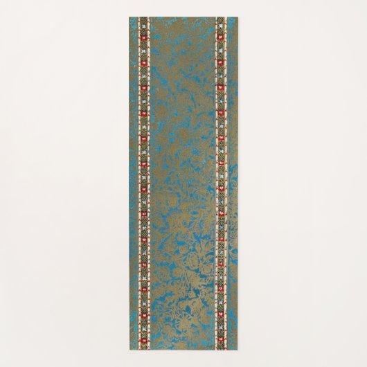 Perzisch Oosters vloerkleed Luxe Groen & Gouden Ru Yogamat (Voorkant)