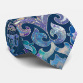 Perzisch patroon blauw en zilver stropdas (Opgerold)