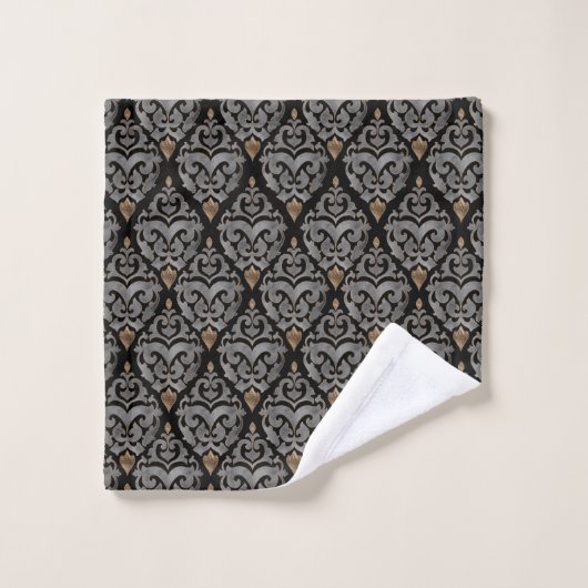 Perzisch patroon - Waterverf zwart en goud Bad Handdoek (Wasdoekje)