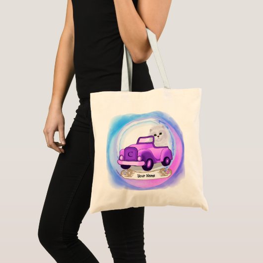 Perzisch rijdende kattenauto tote bag (Voorkant (product))