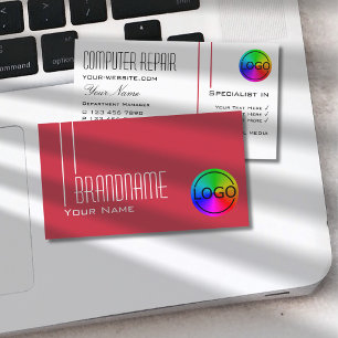 Perzisch Rood en Wit Chic met Logo Professional Visitekaartje