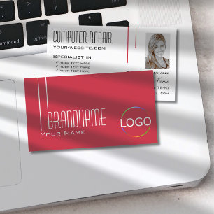 Perzisch Rood Wit met Logo en Photo Professional Visitekaartje