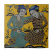 Perzisch Saffron Yellow Two Friends Antiek Repro Tegeltje (Voorkant)