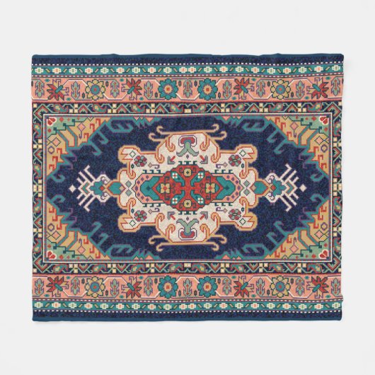 Perzisch Tabriz Zwart Marokkaans geometrisch patro Fleece Deken (Voorkant (Horizontaal))