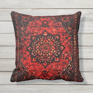 Perzisch tapijt, blik in roos gekleurd veld no2 buitenkussen
