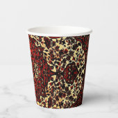 Perzisch tapijt, donkerrood en crème papieren bekers (Achterkant)