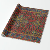 Perzisch Tapijt Kleed Rood Blauw Klassiek Cadeaupapier (Uitgerold)