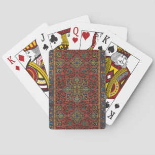 Perzisch Tapijt Kleed Rood Blauw Klassiek Pokerkaarten