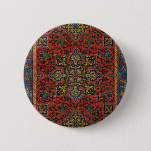 Perzisch Tapijt Kleed Rood Blauw Klassiek Ronde Button 5,7 Cm