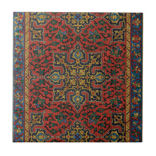 Perzisch Tapijt Kleed Rood Blauw Klassiek Tegeltje